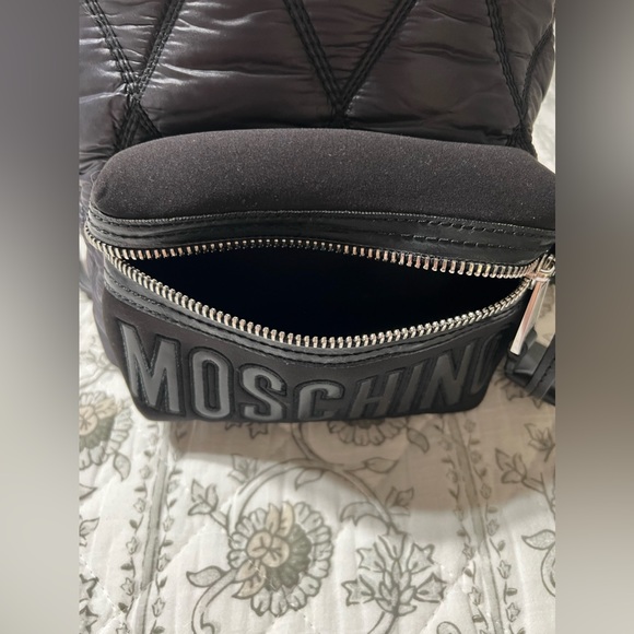 MOSCHINO QUILTED NYLON SMALL BACKPACK BLACK - Picture 6 of 11